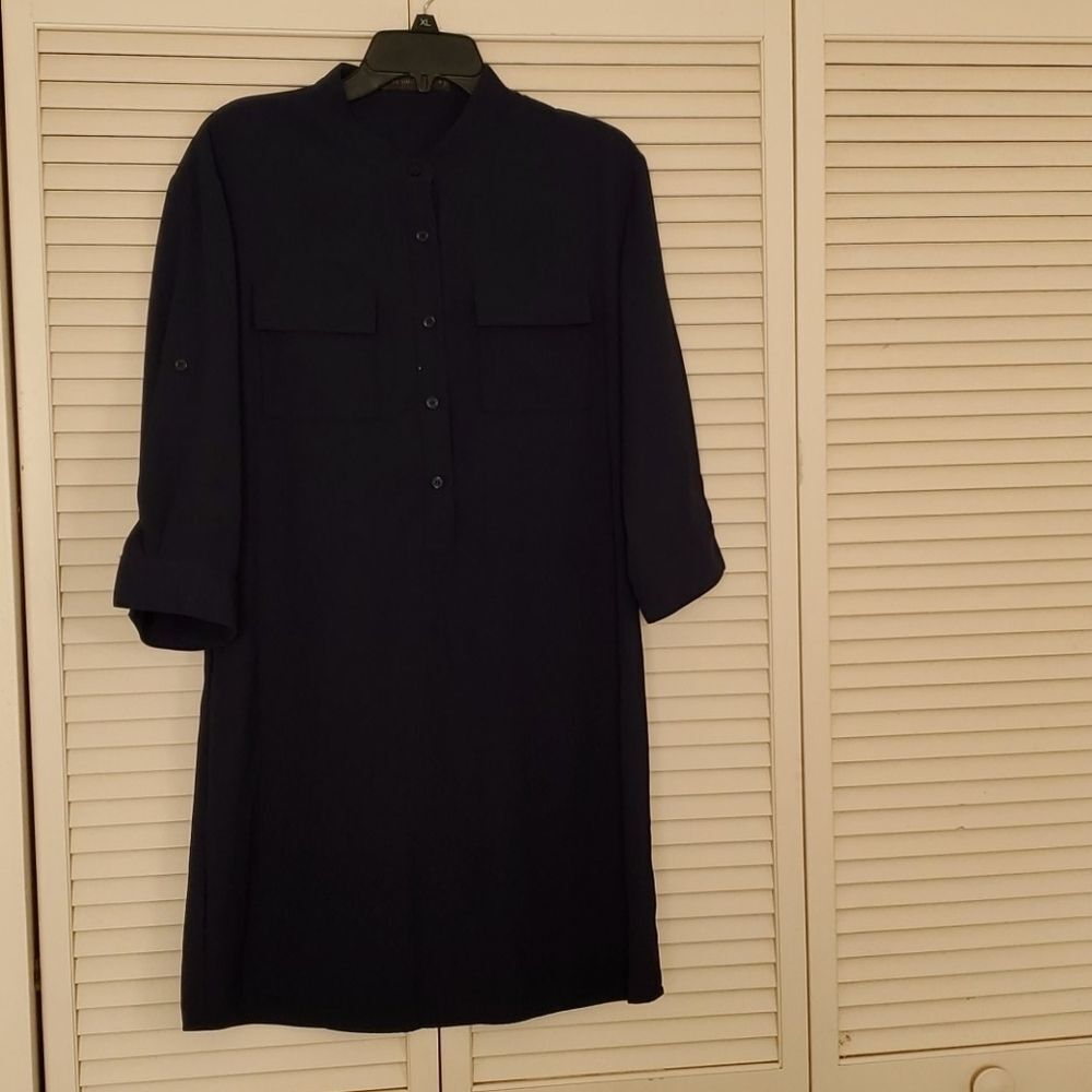 The Limited Dark Blue woman M Shirt Dress Genly wore